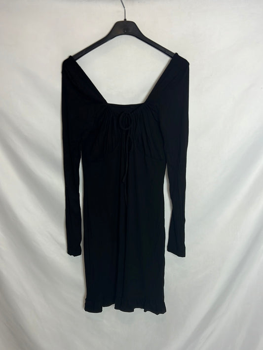 OTRAS. Vestido negro elastico escote fruncido T M