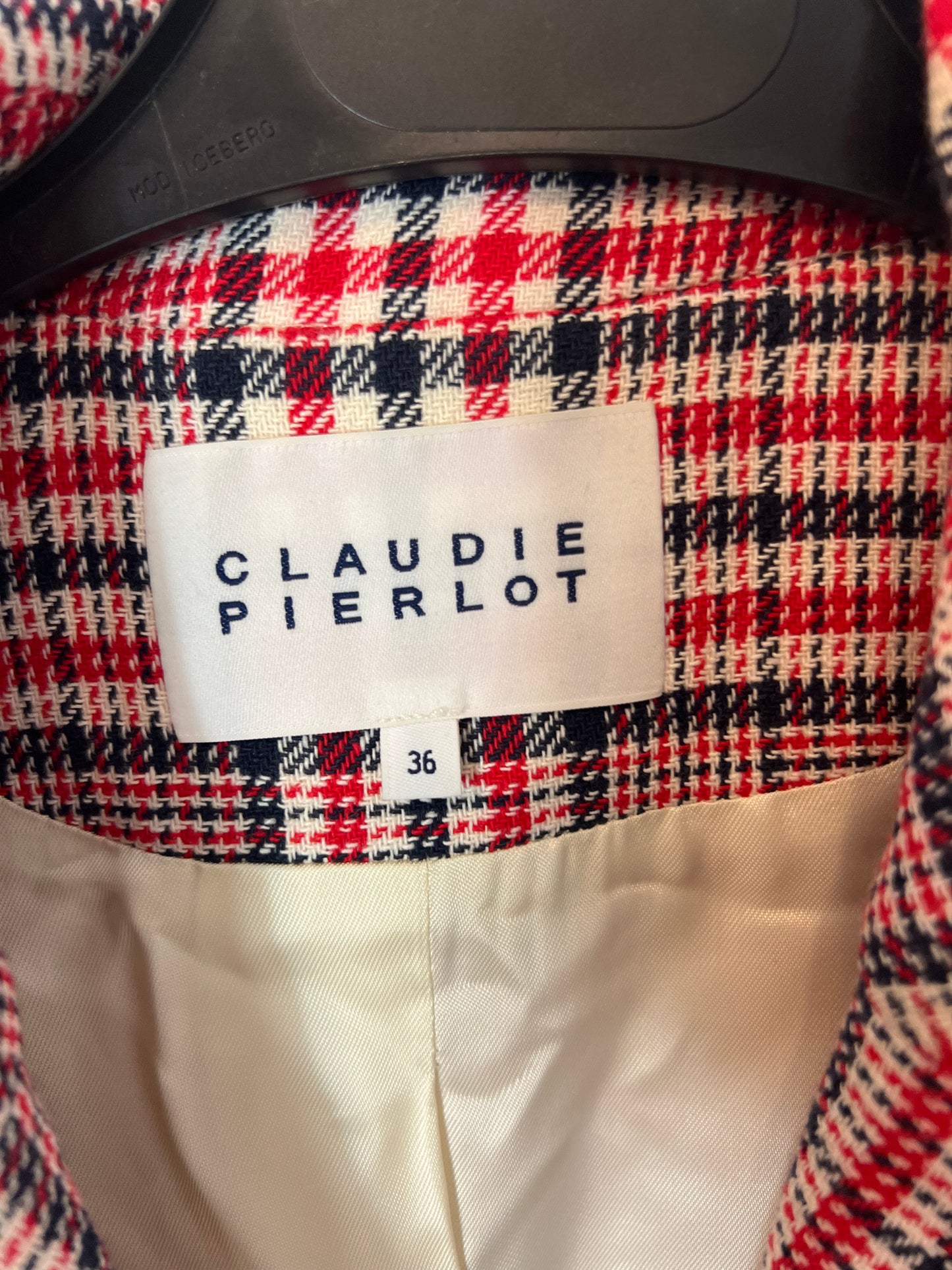 CLAUDIE PIERLOT. Abrigo fino cuadros. T S