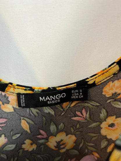 MANGO. Vestido corto negro flores. T S