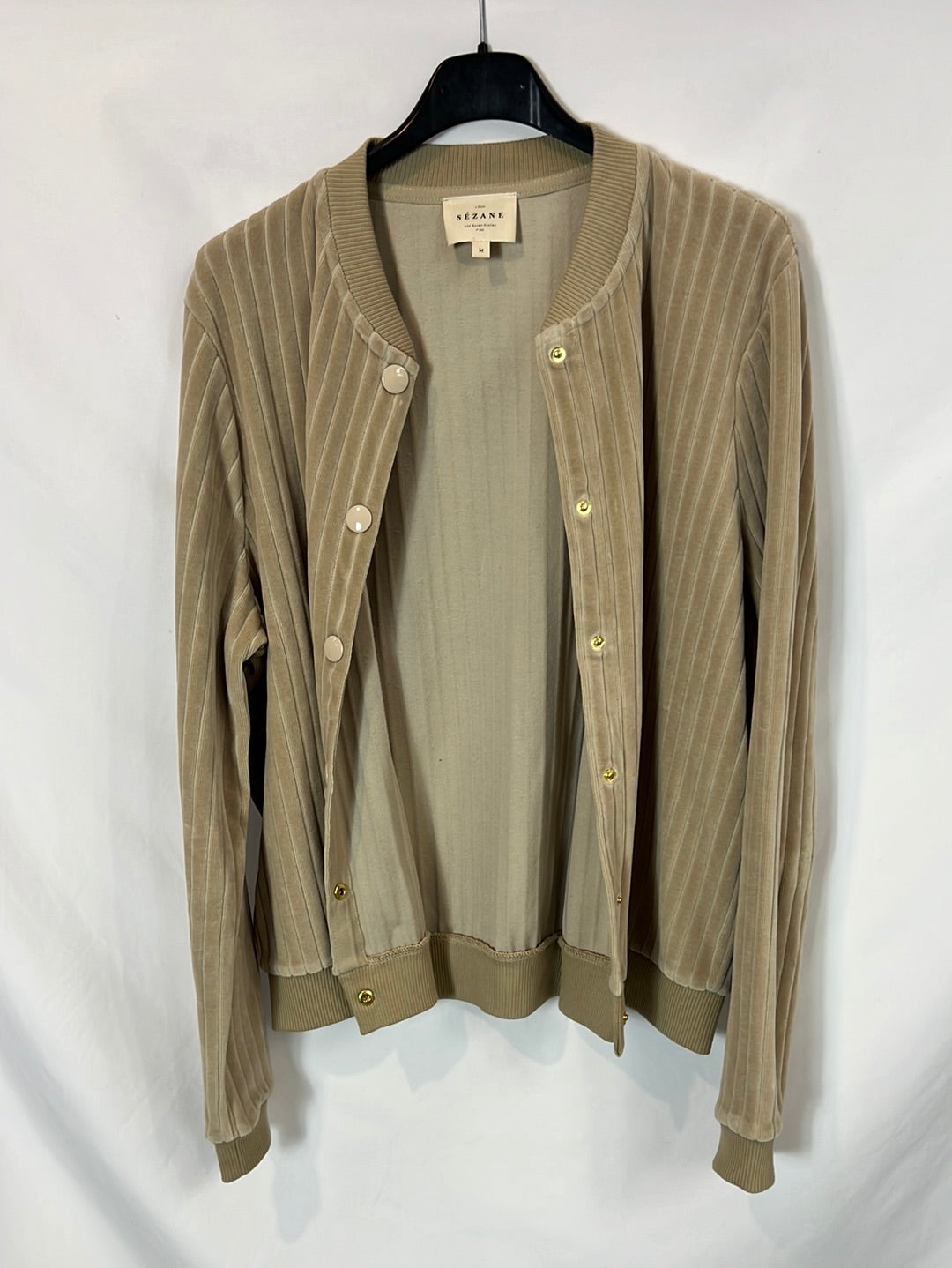 SEZANE. Bomber beige aterciopelada T.m