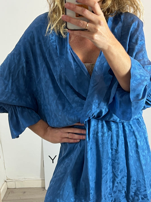 ZADIG&VOLTAIRE. Vestido seda azul estampado  T.m