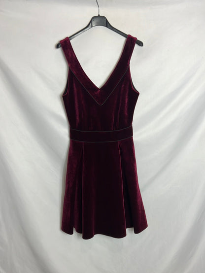 MAJE. Vestido burdeos terciopelo. T 2 (M)