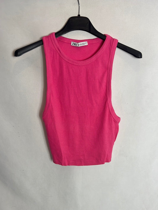 ZARA. Croptop  rosa fucsia canale. T S