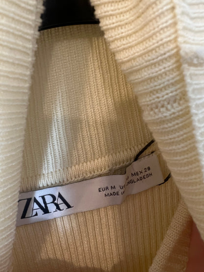 ZARA. vestido largo beige canalé T.m