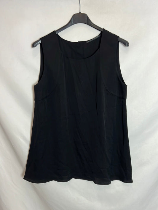 ERMANNO SCERVINO. Top negro seda sin mangas. T 44