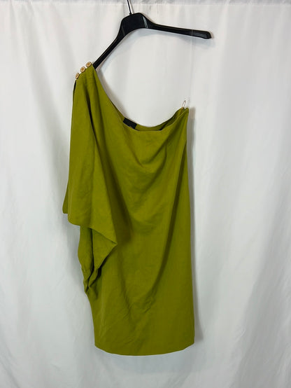 FENDI. Vestido verde asimétrico. T 40