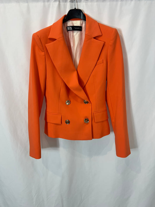 ZARA. Blazer naranja cruzada T.s