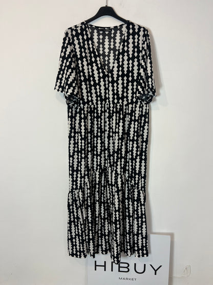 SFERA. Vestido midi estampado zig zag. T L