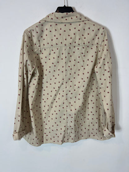 RITAVON. sobrecamisa/chaqueta beige flores T.36