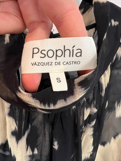 PSOPHIA VÁZQUEZ DE CASTRO. Blusa seda bicolor detalle espalda. T S