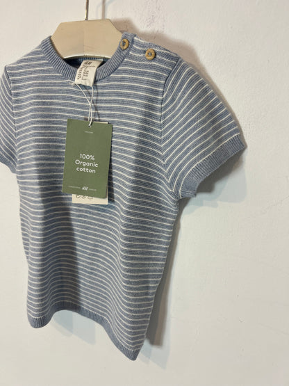 H&M. Conjunto algodón azul rayas. T 18-24 meses