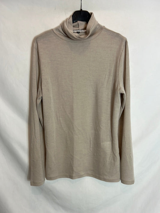 ADOLFO DOMÍNGUEZ . Top beige cuello vuelto. T M