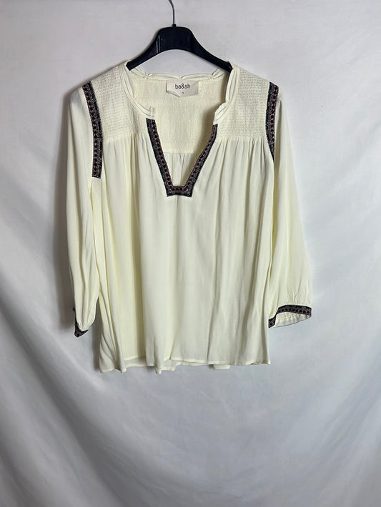 BA&SH. Blusa beige detalles étnicos . T 1(S)