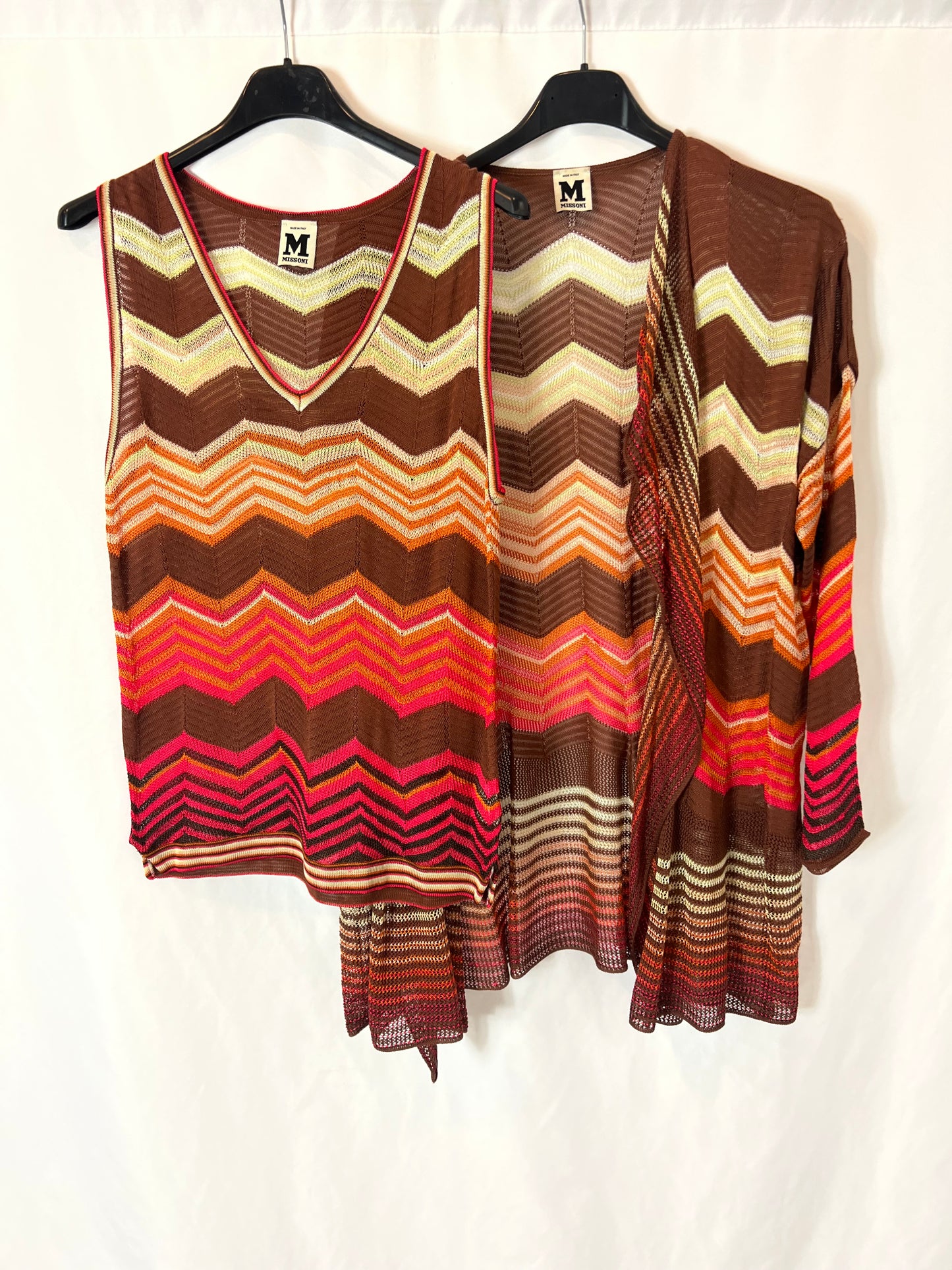 MISSONI. Conjunto top y chaqueta zig zag colores. T 38