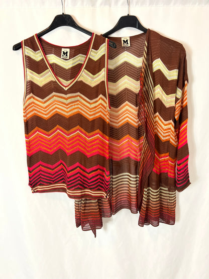 MISSONI. Conjunto top y chaqueta zig zag colores. T 38