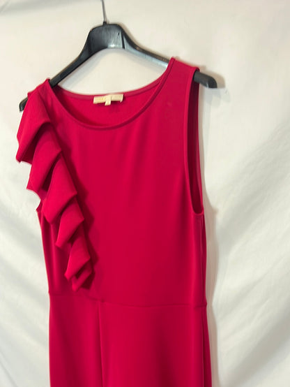 MAJE. Vestido rosa volantes T.m