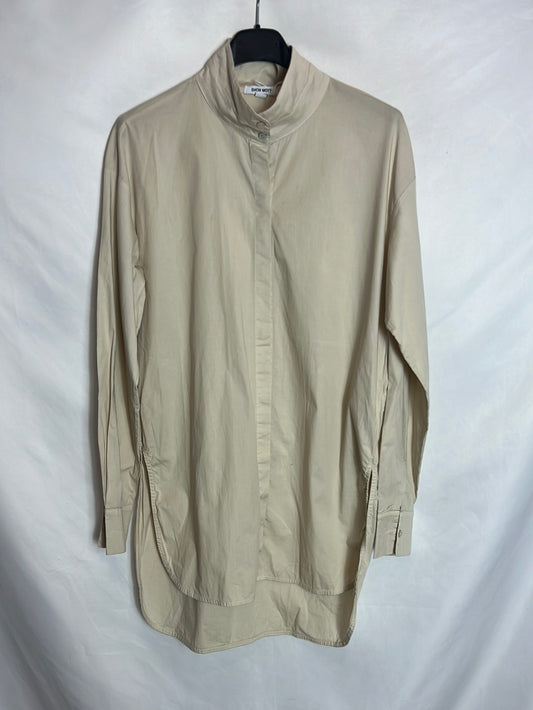 SHON MOTT. Camisa beige cuello mao. T 1(S)