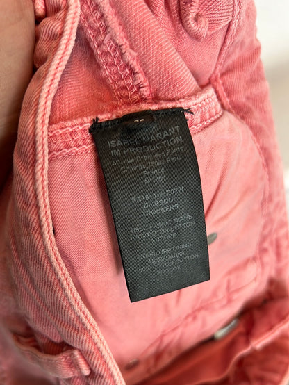 ISABEL MARANT.Denim pata ancha rosa efecto desgastado . T 36