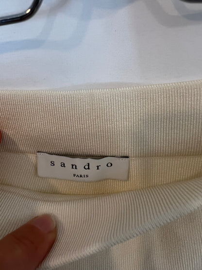 SANDRO. Falda beige flecos T.s