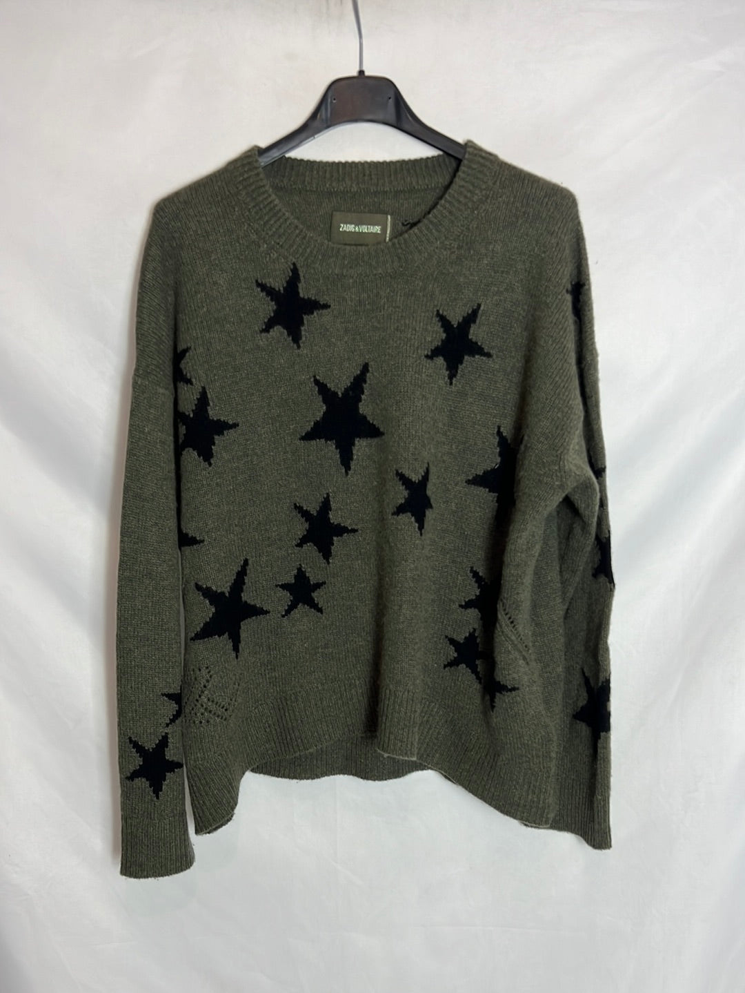 ZADIG&VOLTAIRE. Jersey cashmere verde estrellas. T XS