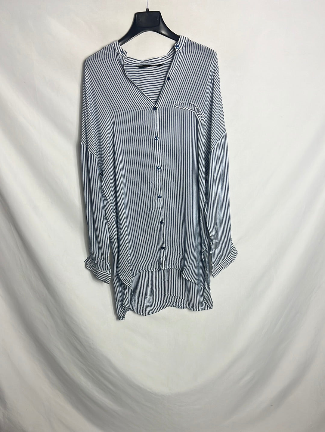 ZARA. Blusa rayas cuello mao. T M