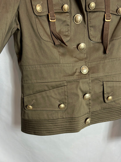 PINKO. Chaqueta verde estilo militar. T 38