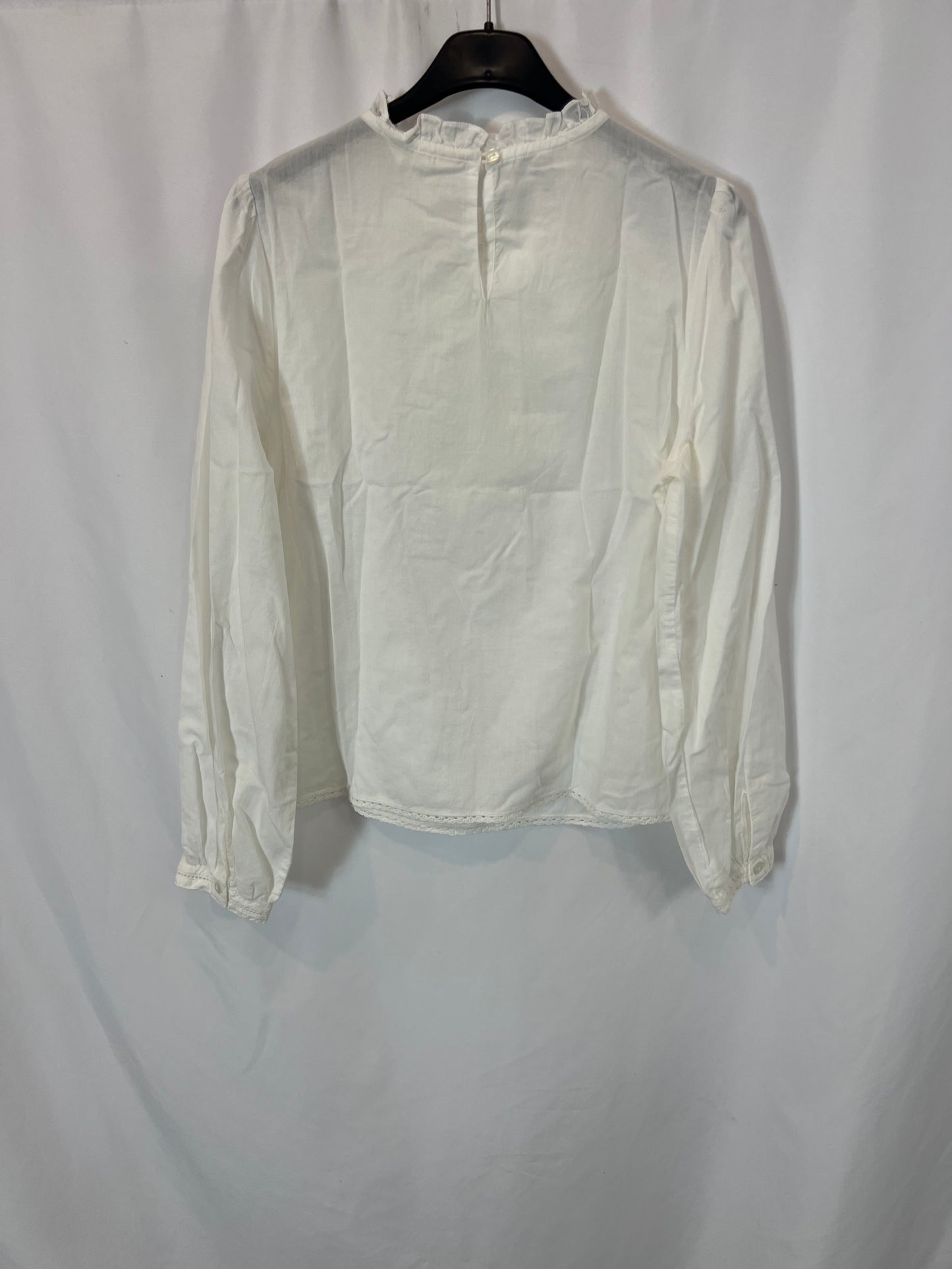 ESE OESE. Blusa blanca algodón bordados. T S