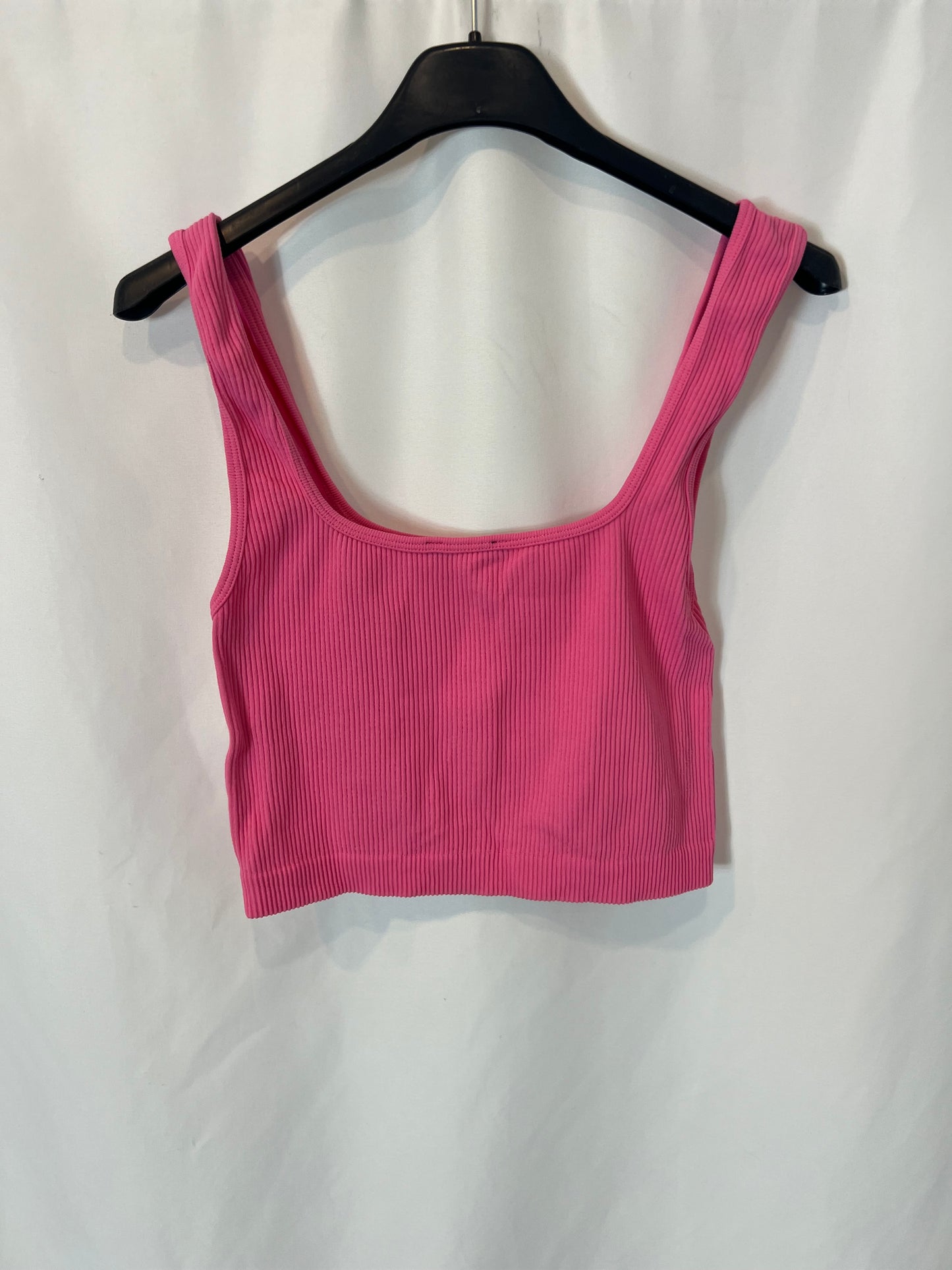 ZARA. Top rosa canalé T.m/l