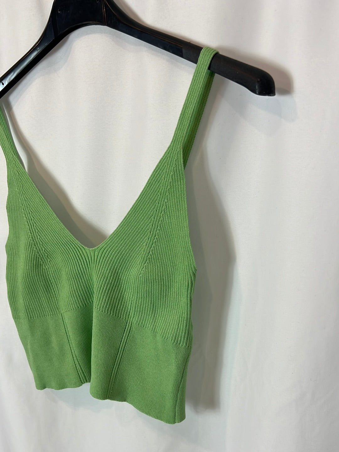 STRADIVARIUS. Crop top verde elástico. T S