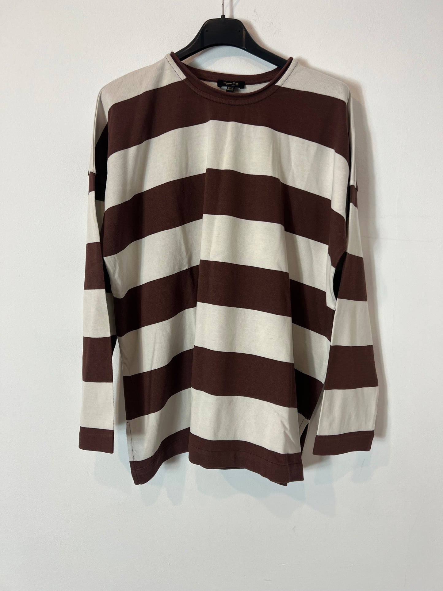 MASSIMO DUTTI. Camiseta rayas oversized T.xs