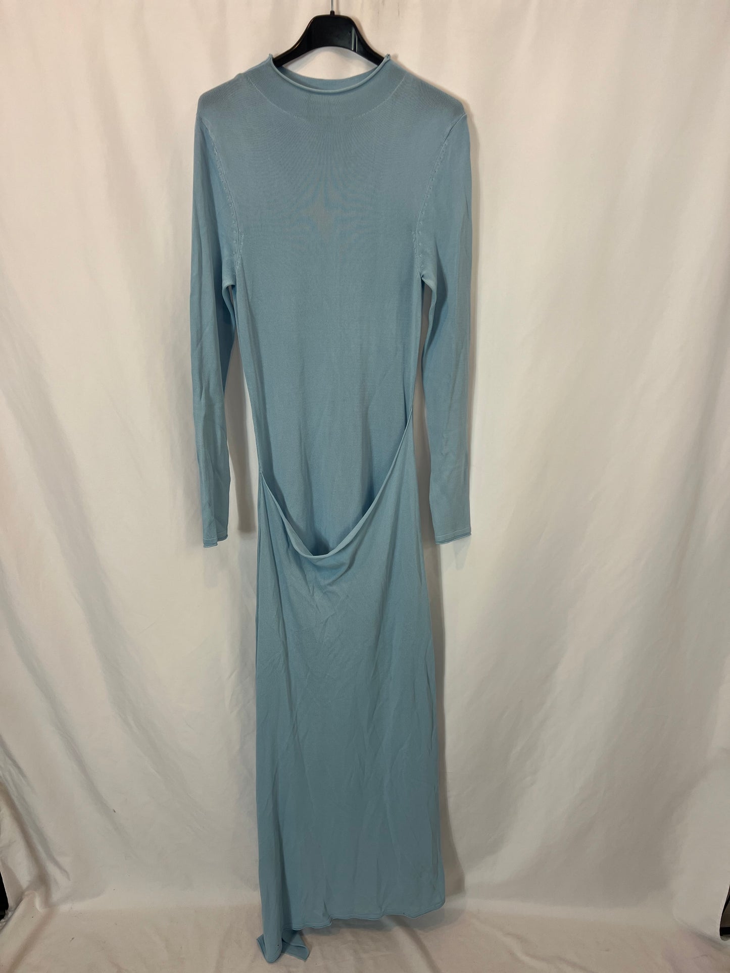 ZARA. vestido largo punto azul T.s