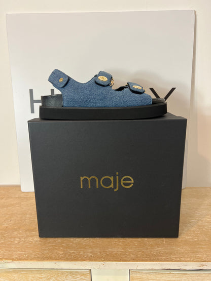 MAJE. Sandalias denim hebillas T.38