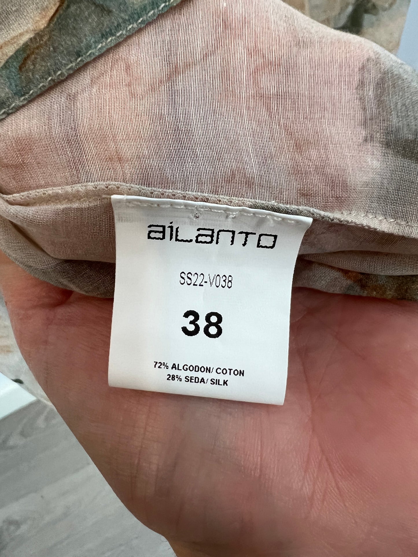 AILANTO. Vestido largo beige estampado  T.38