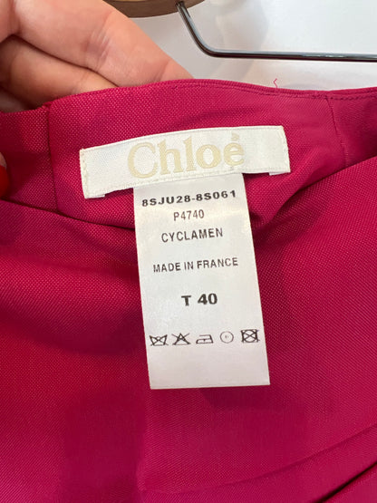 CHLOÉ. Falda corta seda fucsia. T 40