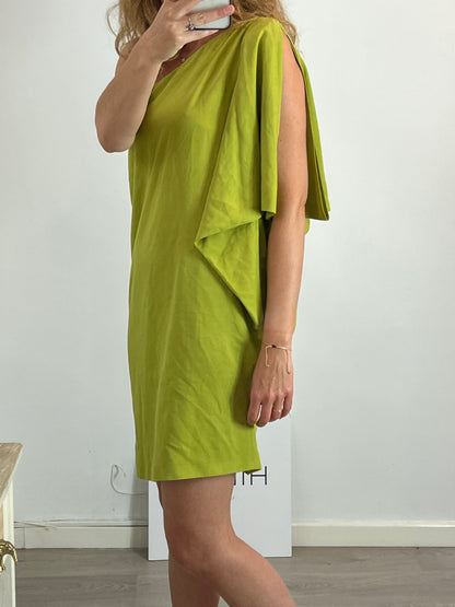 FENDI. Vestido verde asimétrico. T 40