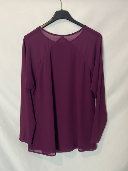 BIMANI. Blusa color berenjena detalle hombros T S