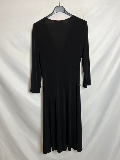 ALAIN MANOUKIAN. Vestido midi negro fluido T. U (S)