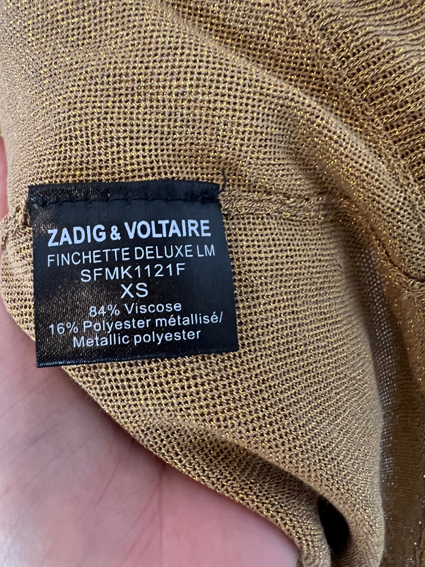 ZADIG&VOLTAIRE. Top dorado hilos brillo. T XS