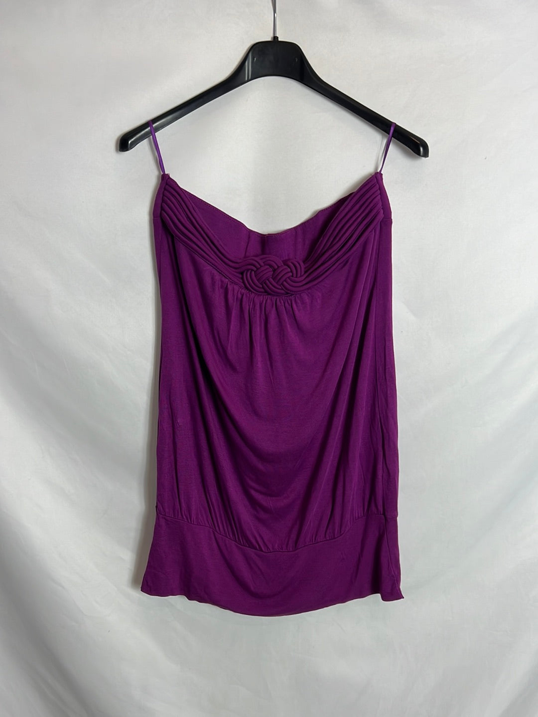 H&M. Top morado palabra de honor. T S