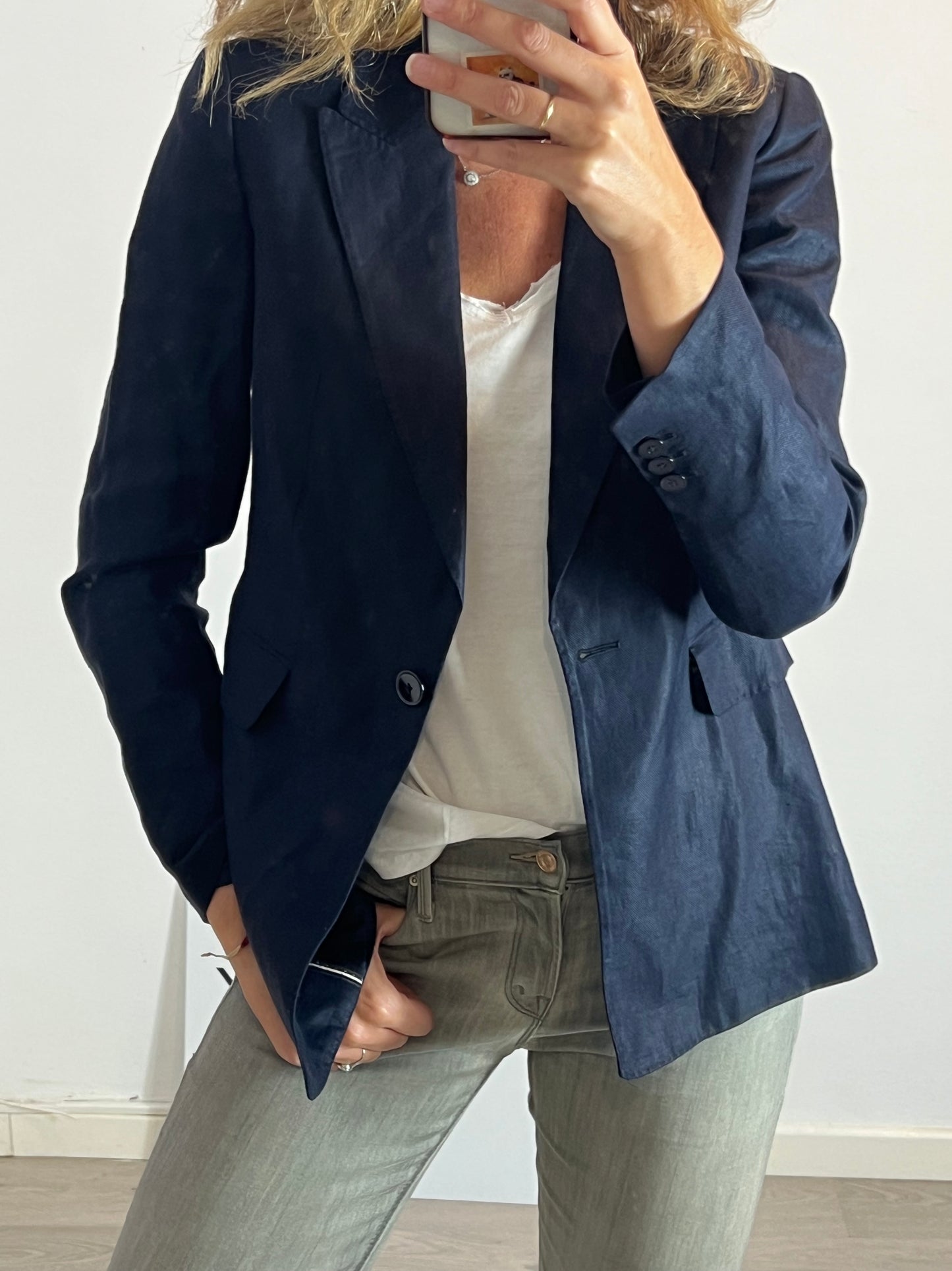 MASSIMO DUTTI. blazer azul lino  T.40