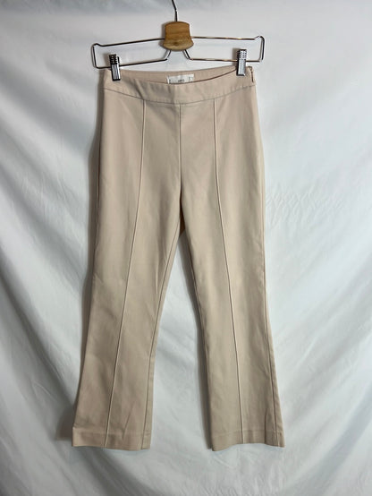 MANGO. Pantalón beige acampanado T.34