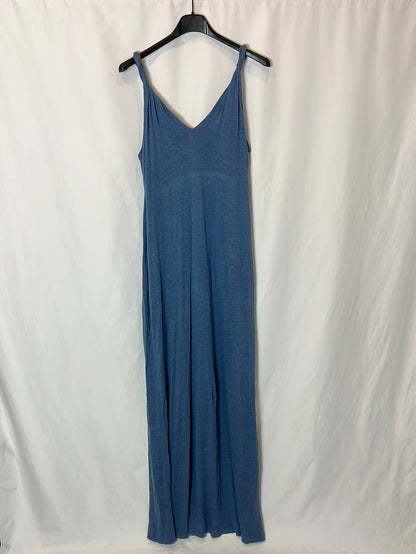 POLO RALPH LAUREN. Vestido largo lino azul. T S