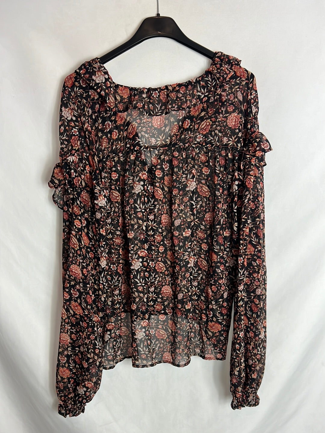 MANGO. Blusa semitransparente  estampada. T S