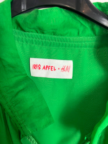 H&M x IRIS APFEL. Vestido verde vaporoso volantes. T S (oversized )