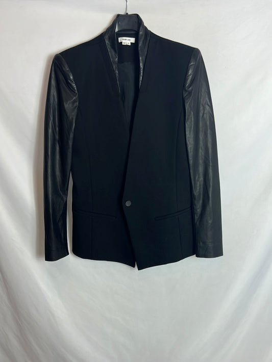 HELMUT LANG. Blazer doble textura negra . T 8( L)