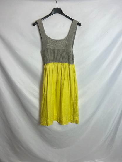 SITA MURT. Vestido amarillo doble textura (tara). T 38