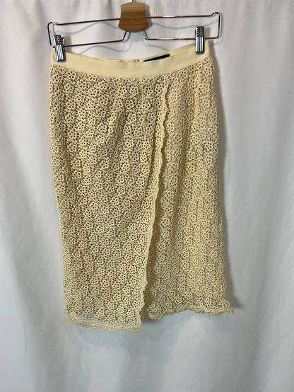 ISABEL MARANT. Falda midi beige troquelada. T 36