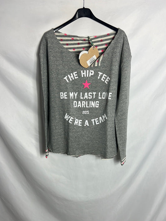 THE HIP TEED. Sudadera gris letras. T S/M