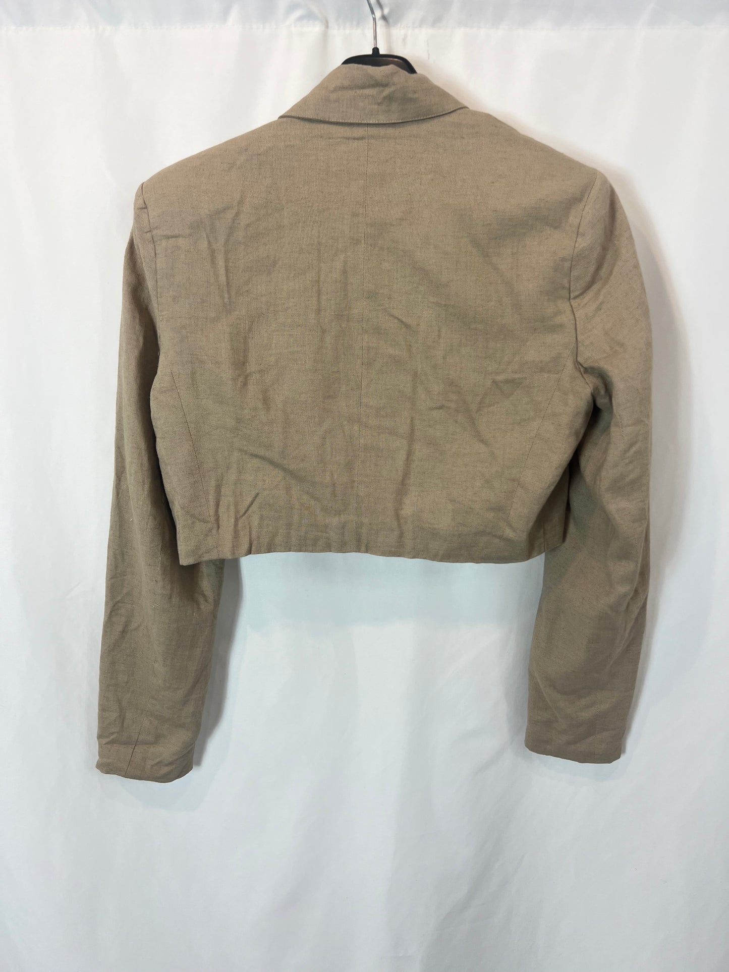 PULL&BEAR. Chaqueta crop beige textura. T S