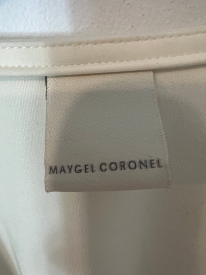 MAYGEL CORONEL. Blusa blanca plisada mangas T.xs/s